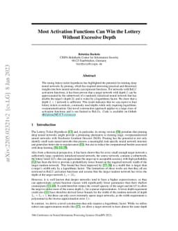 Most Activation Functions Can Win the Lottery Without Excessive Depth