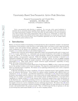 Uncertainty-Based Non-Parametric Active Peak Detection