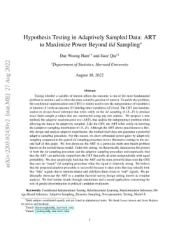 Hypothesis Testing in Sequentially Sampled Data: AdapRT to Maximize
  Power Beyond iid Sampling