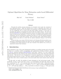 Optimal Algorithms for Mean Estimation under Local Differential Privacy