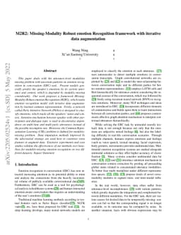 M2R2: Missing-Modality Robust emotion Recognition framework with
  iterative data augmentation