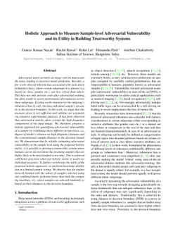 Holistic Approach to Measure Sample-level Adversarial Vulnerability and
  its Utility in Building Trustworthy Systems