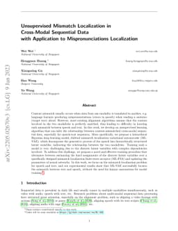 Unsupervised Mismatch Localization in Cross-Modal Sequential Data with
  Application to Mispronunciations Localization