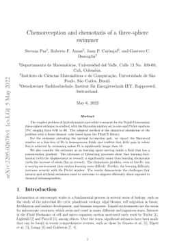 Chemoreception and chemotaxis of a three-sphere swimmer