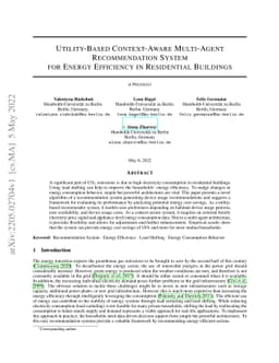 Utility-Based Context-Aware Multi-Agent Recommendation System for Energy
  Efficiency in Residential Buildings