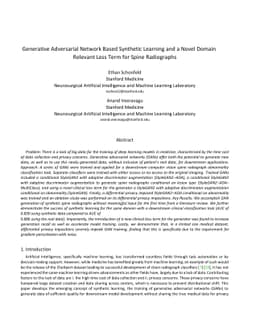 Generative Adversarial Network Based Synthetic Learning and a Novel
  Domain Relevant Loss Term for Spine Radiographs