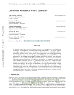 Generative Adversarial Neural Operators