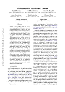 Federated Learning with Noisy User Feedback