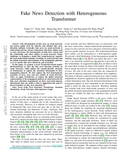 Fake News Detection with Heterogeneous Transformer