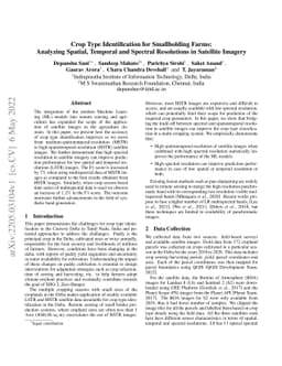 Crop Type Identification for Smallholding Farms: Analyzing Spatial,
  Temporal and Spectral Resolutions in Satellite Imagery