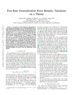 Fast Rate Generalization Error Bounds: Variations on a Theme