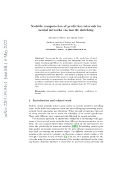 Scalable computation of prediction intervals for neural networks via
  matrix sketching