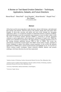 A Review on Text-Based Emotion Detection -- Techniques, Applications,
  Datasets, and Future Directions