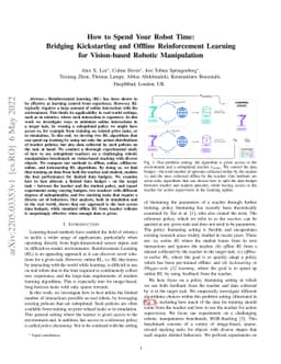 How to Spend Your Robot Time: Bridging Kickstarting and Offline
  Reinforcement Learning for Vision-based Robotic Manipulation