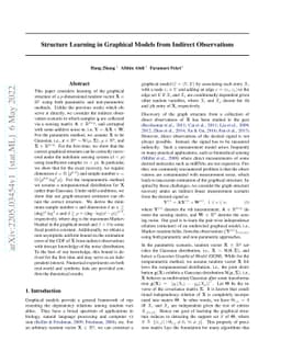 Structure Learning in Graphical Models from Indirect Observations