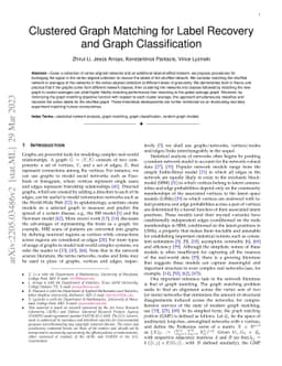 Clustered Graph Matching for Label Recovery and Graph Classification