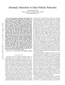 Anomaly Detection in Intra-Vehicle Networks