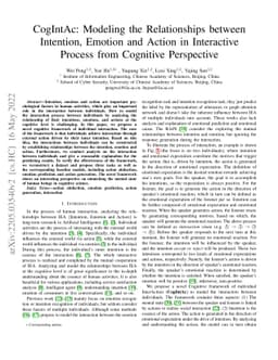 CogIntAc: Modeling the Relationships between Intention, Emotion and
  Action in Interactive Process from Cognitive Perspective