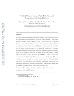 Unified Chinese License Plate Detection and Recognition with High
  Efficiency