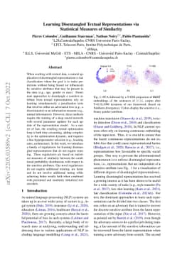Learning Disentangled Textual Representations via Statistical Measures
  of Similarity