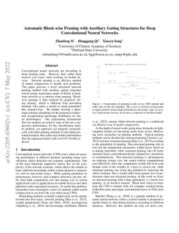 Automatic Block-wise Pruning with Auxiliary Gating Structures for Deep
  Convolutional Neural Networks