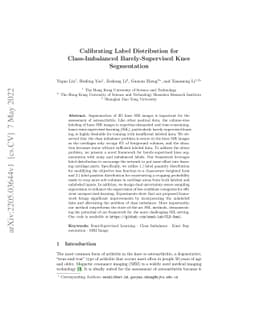 Calibrating Label Distribution for Class-Imbalanced Barely-Supervised
  Knee Segmentation