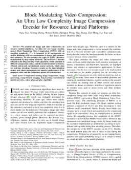 Block Modulating Video Compression: An Ultra Low Complexity Image
  Compression Encoder for Resource Limited Platforms