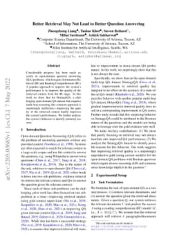 Better Retrieval May Not Lead to Better Question Answering
