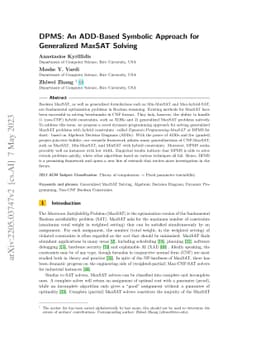 DPMS: An ADD-Based Symbolic Approach for Generalized MaxSAT Solving