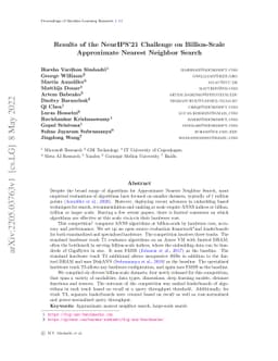 Results of the NeurIPS'21 Challenge on Billion-Scale Approximate Nearest
  Neighbor Search