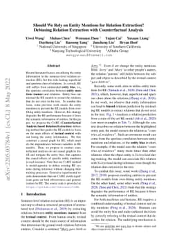 Should We Rely on Entity Mentions for Relation Extraction? Debiasing
  Relation Extraction with Counterfactual Analysis