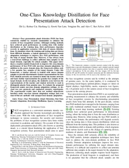 One-Class Knowledge Distillation for Face Presentation Attack Detection