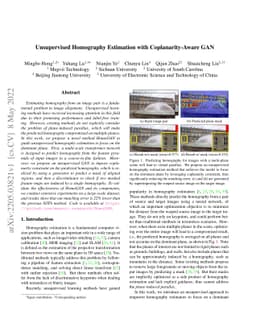 Unsupervised Homography Estimation with Coplanarity-Aware GAN