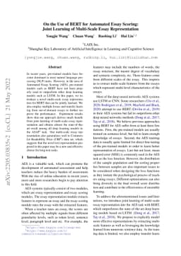 On the Use of BERT for Automated Essay Scoring: Joint Learning of
  Multi-Scale Essay Representation