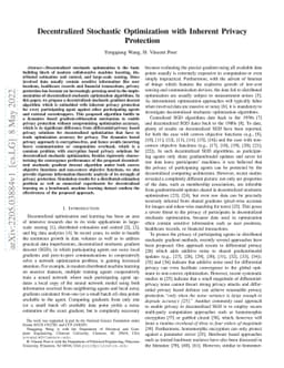 Decentralized Stochastic Optimization with Inherent Privacy Protection