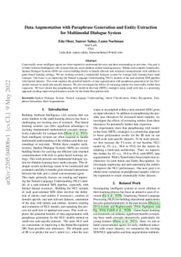 Data Augmentation with Paraphrase Generation and Entity Extraction for
  Multimodal Dialogue System