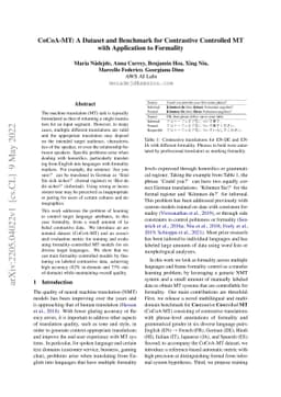 CoCoA-MT: A Dataset and Benchmark for Contrastive Controlled MT with
  Application to Formality
