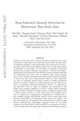 Deep Federated Anomaly Detection for Multivariate Time Series Data