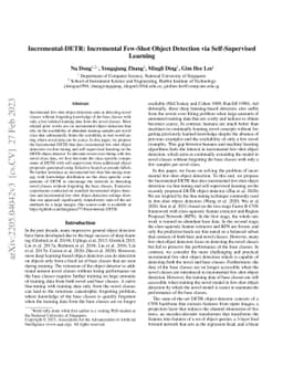 Incremental-DETR: Incremental Few-Shot Object Detection via
  Self-Supervised Learning