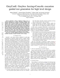 GreyConE: Greybox fuzzing+Concolic execution guided test generation for
  high level design