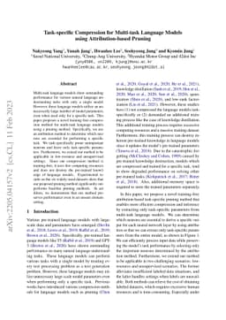 Task-specific Compression for Multi-task Language Models using
  Attribution-based Pruning