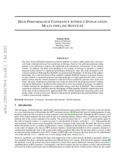 High Performance Consensus without Duplication: Multi-pipeline Hotstuff
