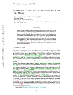 Enhancing Cross-lingual Transfer by Manifold Mixup
