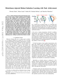 Disturbance-Injected Robust Imitation Learning with Task Achievement