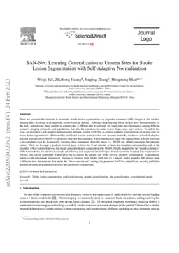 SAN-Net: Learning Generalization to Unseen Sites for Stroke Lesion
  Segmentation with Self-Adaptive Normalization