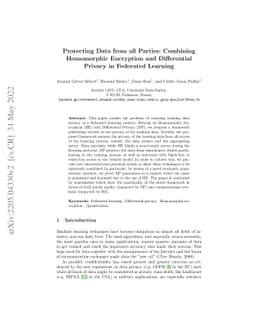 Protecting Data from all Parties: Combining FHE and DP in Federated
  Learning