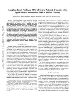 Sampling-Based Nonlinear MPC of Neural Network Dynamics with Application
  to Autonomous Vehicle Motion Planning
