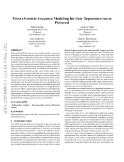 PinnerFormer: Sequence Modeling for User Representation at Pinterest