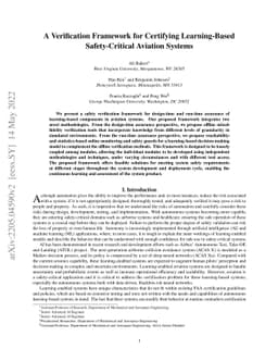 A Verification Framework for Certifying Learning-Based Safety-Critical
  Aviation Systems