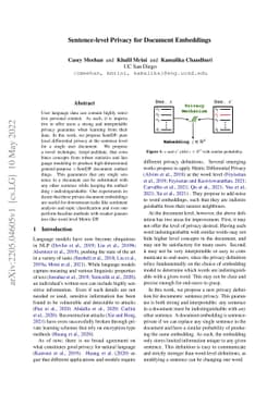 Sentence-level Privacy for Document Embeddings